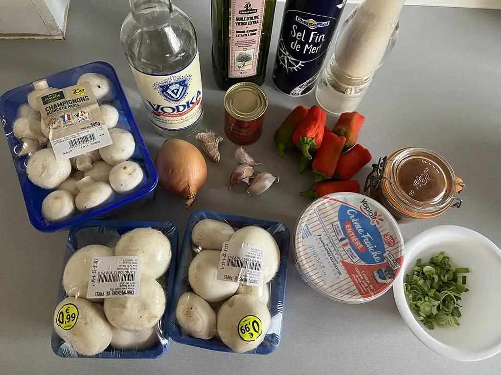 Vegetarische stroganoff ingrediënten