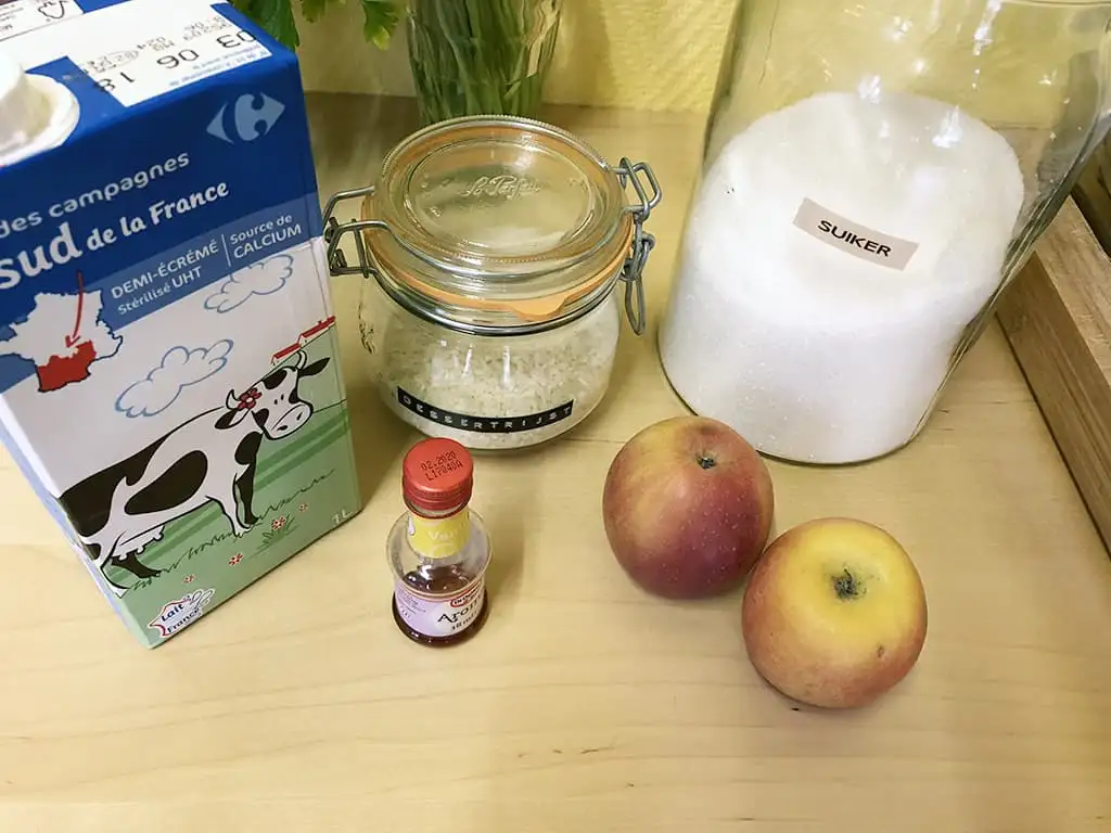 Makkelijke rijstpudding met appel ingrediënten