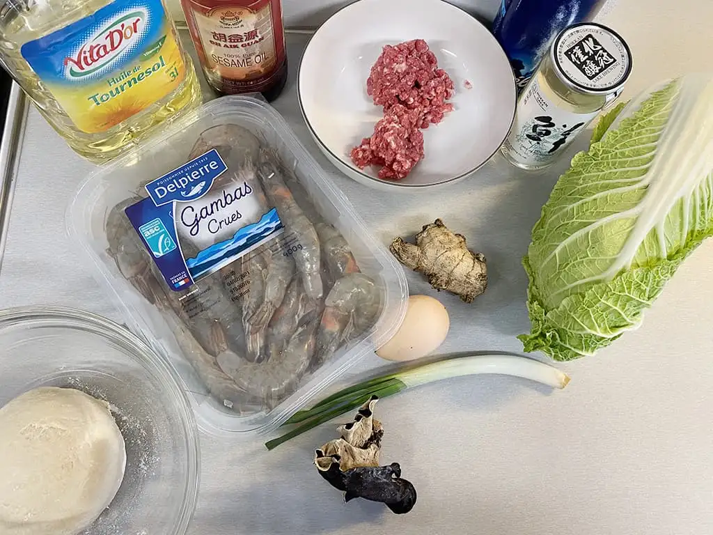 Dumplings met garnalen ingrediënten