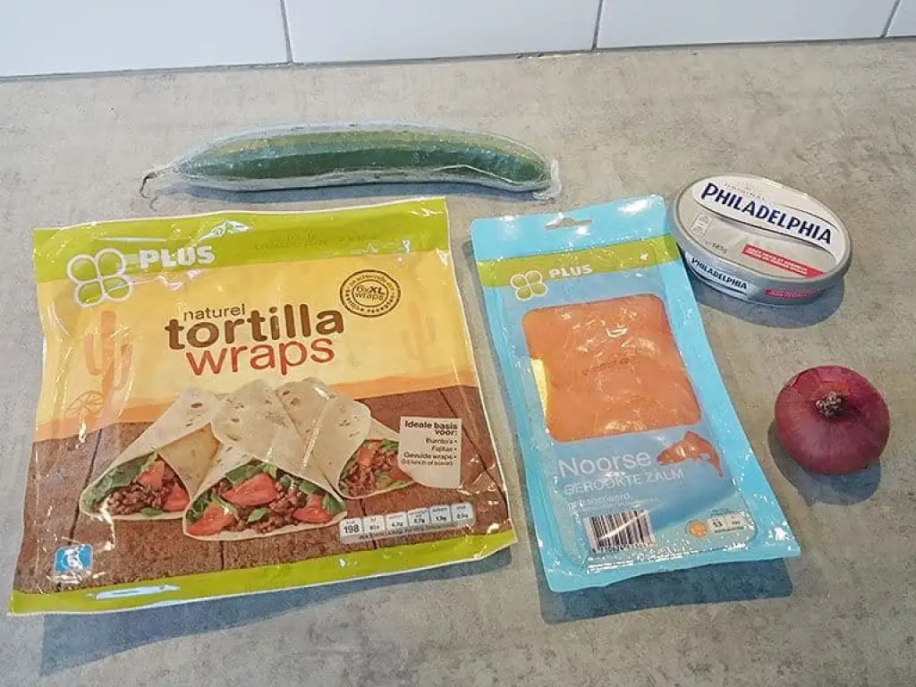 Wraps met gerookte zalm ingrediënten