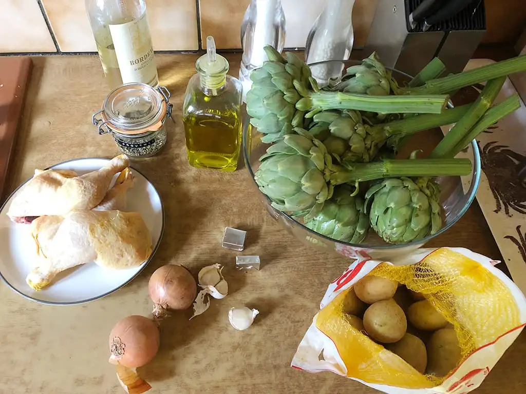 Artisjok met kip en aardappeltjes uit de oven ingrediënten