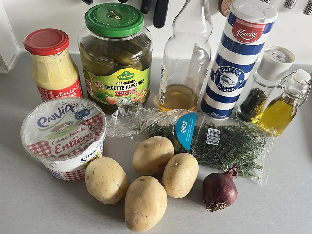 Zweedse aardappelsalade ingrediënten