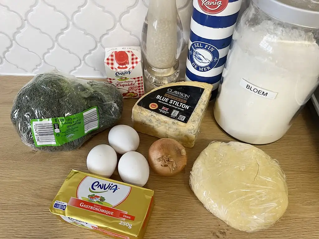 Quiche met broccoli en Stilton ingrediënten