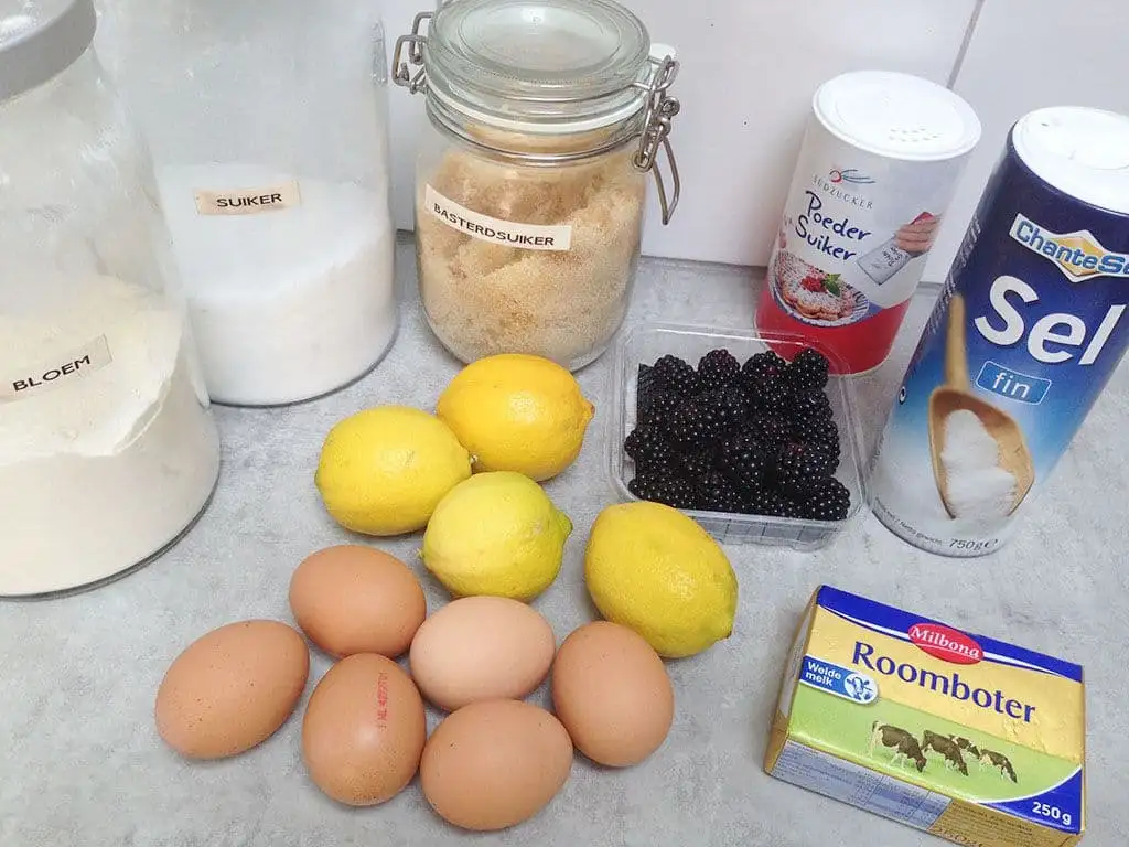Lemon bars met bramen ingrediënten