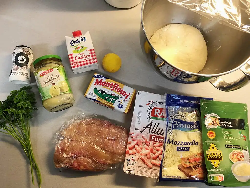 Kip alfredo pizza ingrediënten