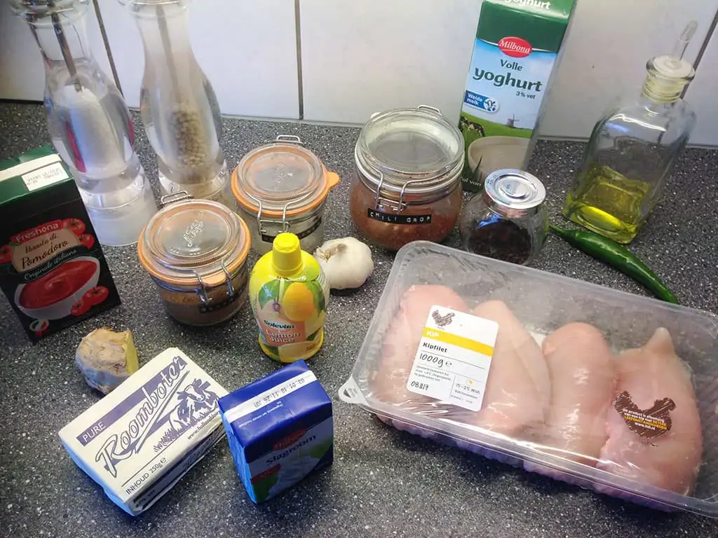 Indiase butter chicken - Murgh makhani ingrediënten