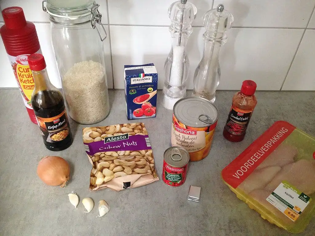 Kip pilav met perzik ingrediënten