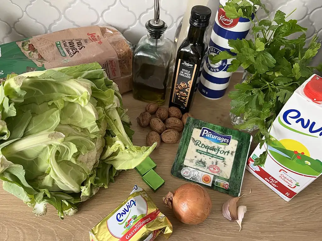 Bloemkoolsoep met blauwe kaas ingrediënten