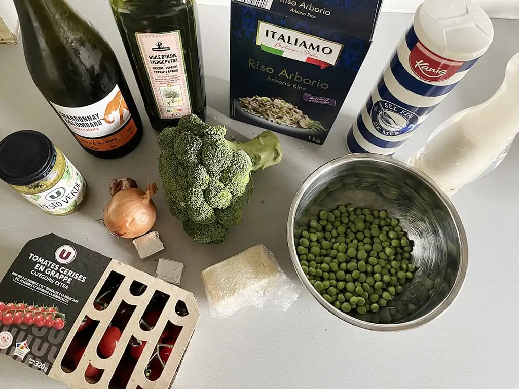 Risotto met doperwten ingrediënten