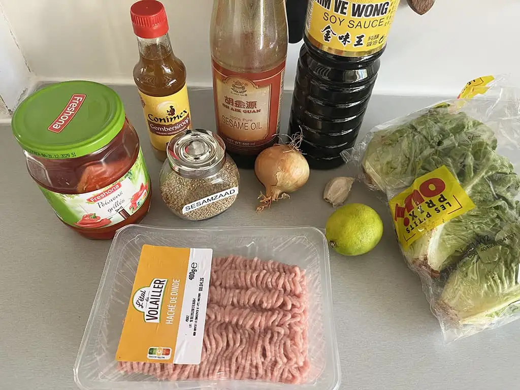Slabootjes met kalkoen ingrediënten