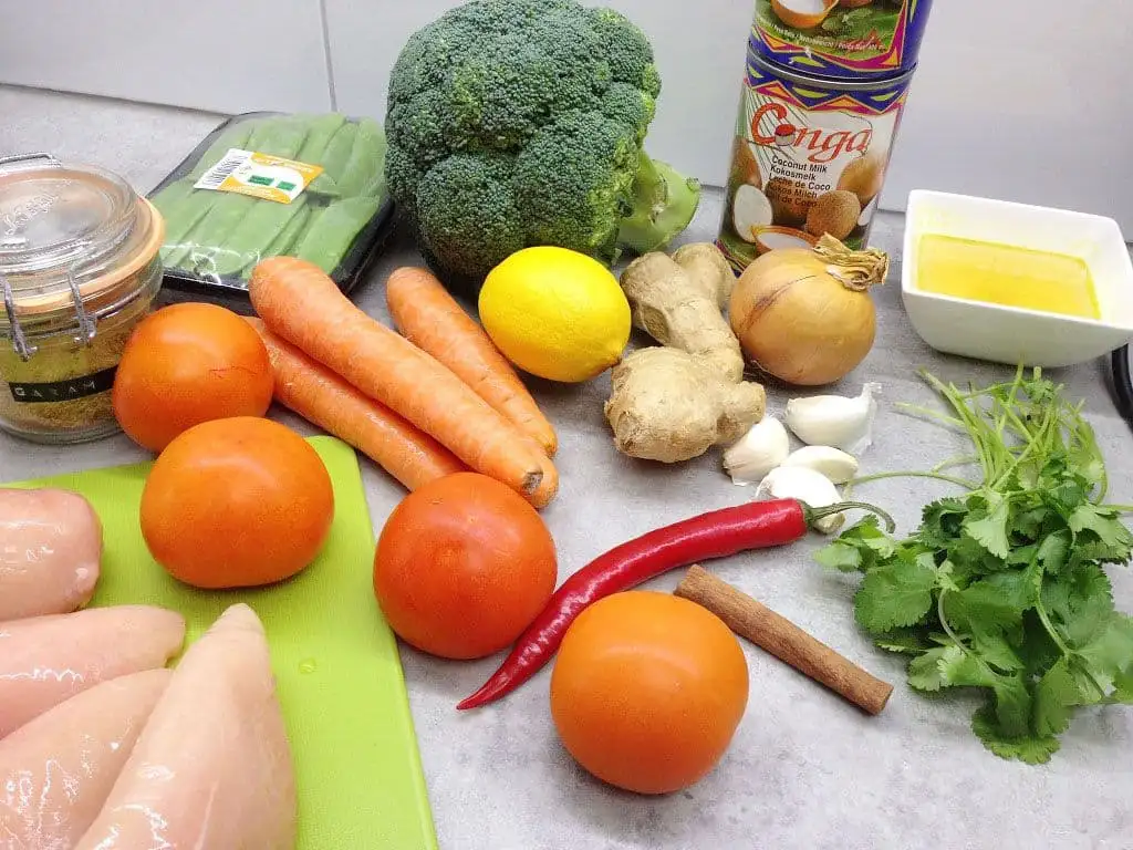 Kokos kip curry ingrediënten