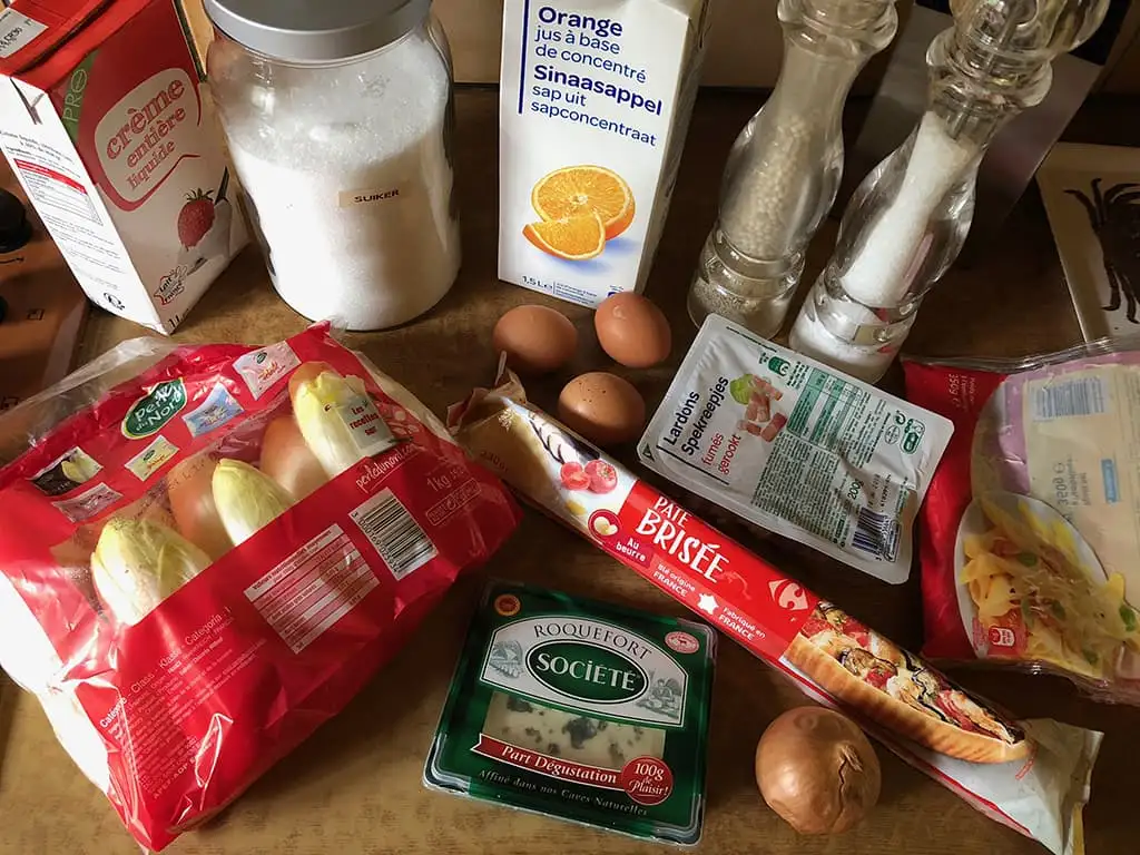 Quiche met witlof en blauwe kaas ingrediënten