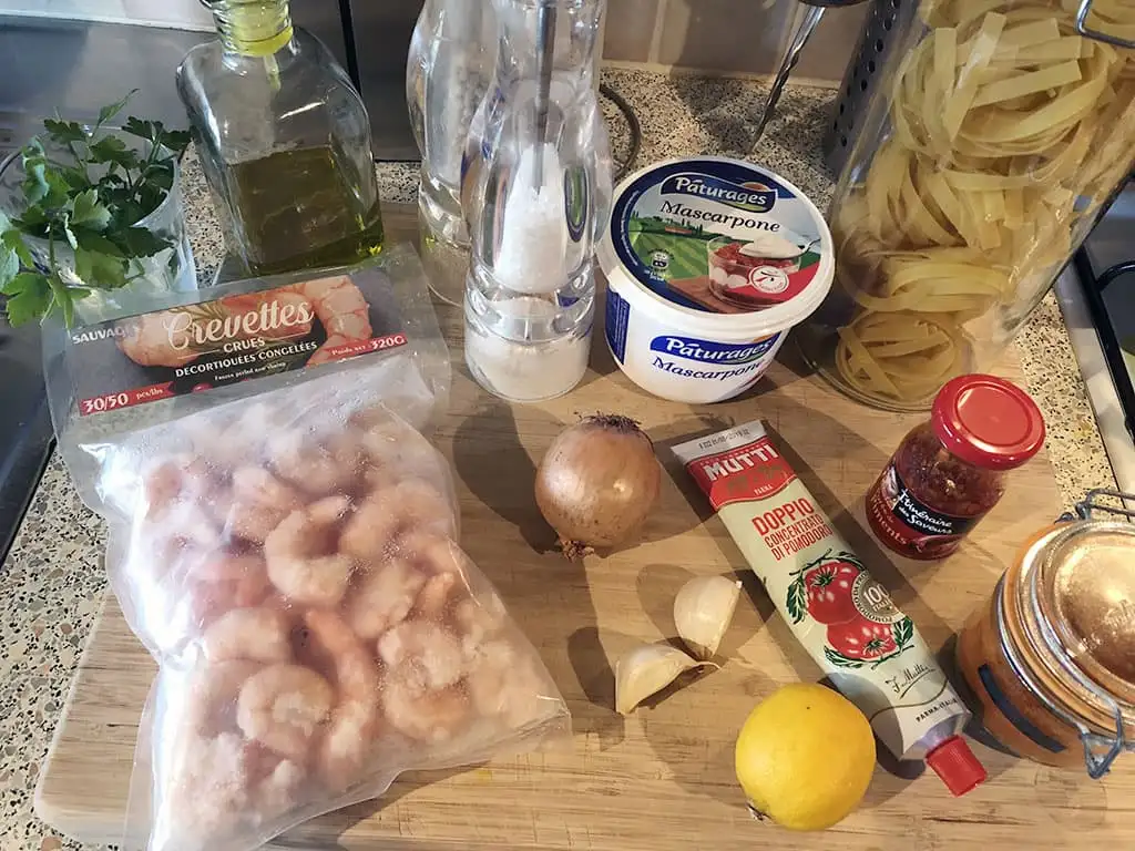 Romige tagliatelle met scampi's ingrediënten