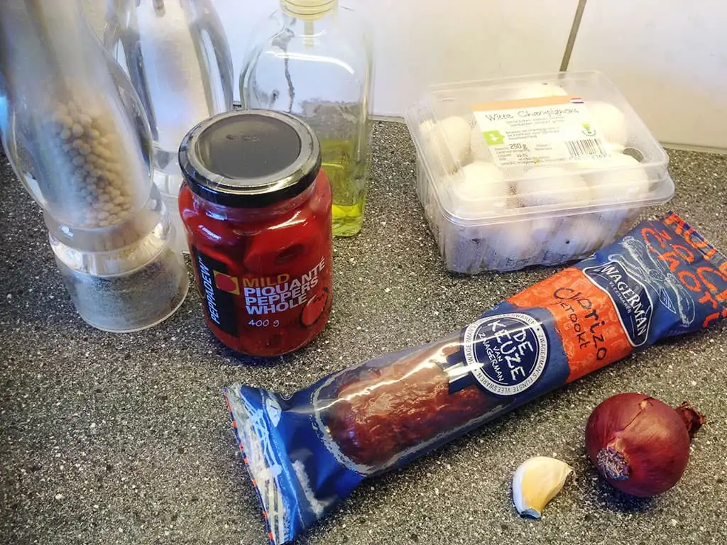 Peppadews gevuld met chorizo en champignons ingrediënten