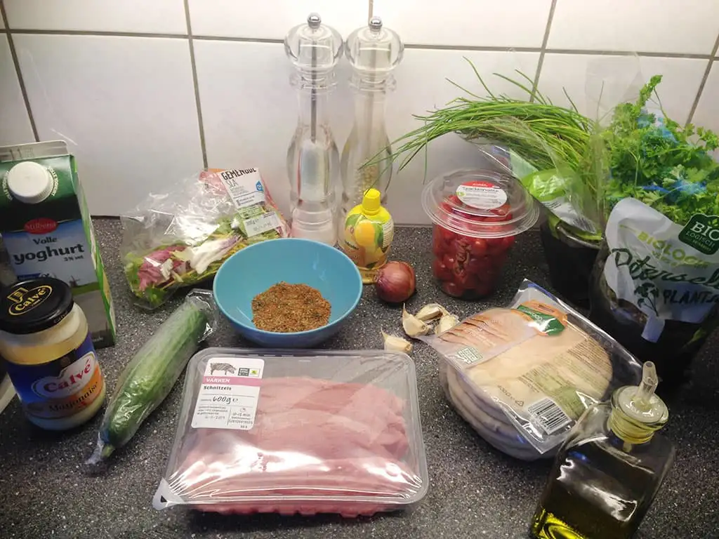 Pita gyros ingrediënten