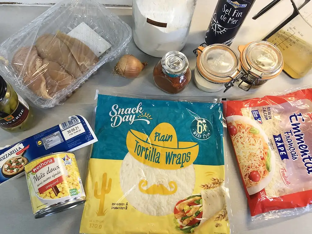 Enchiladas met kip en mozzarella ingrediënten