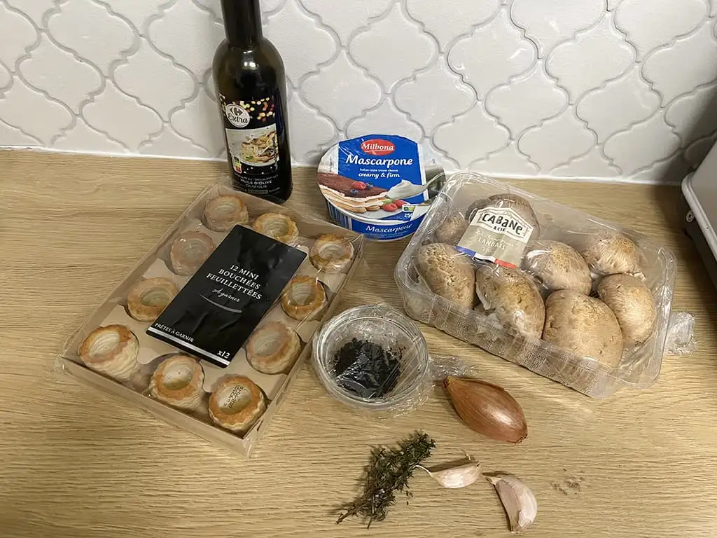 Mini pasteitjes met champignons ingrediënten