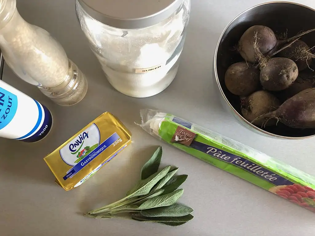 Rode bieten tarte tatin ingrediënten