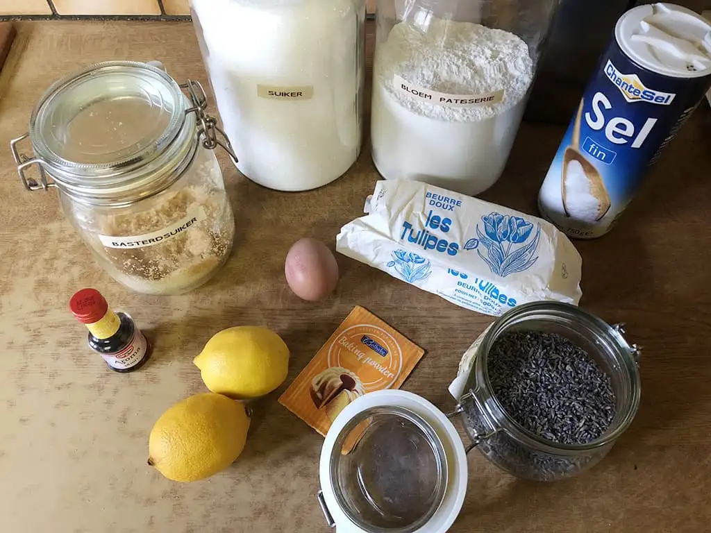 Lavendelkoekjes met citroen ingrediënten