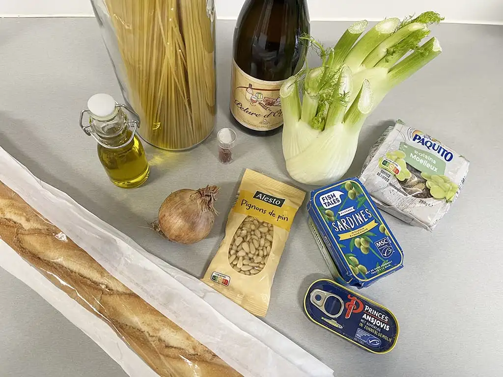Pasta con le sarde ingrediënten