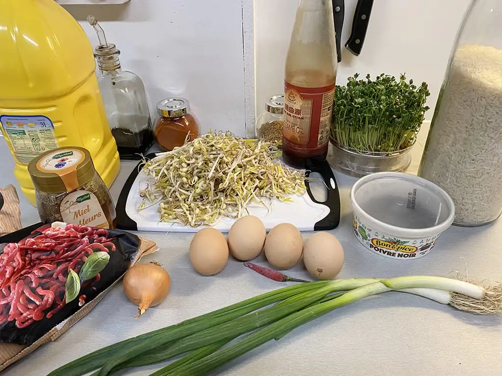 Taugé bibimbap ingrediënten