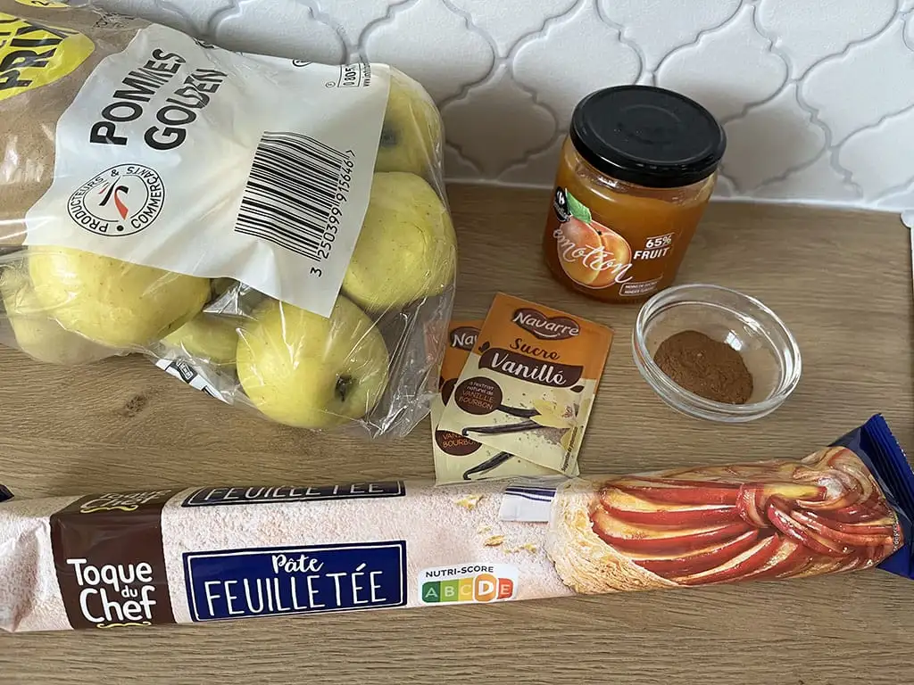 Snelle appeltaart van bladerdeeg ingrediënten