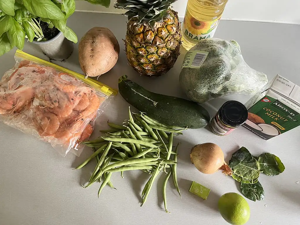 Garnalen curry met ananas ingrediënten