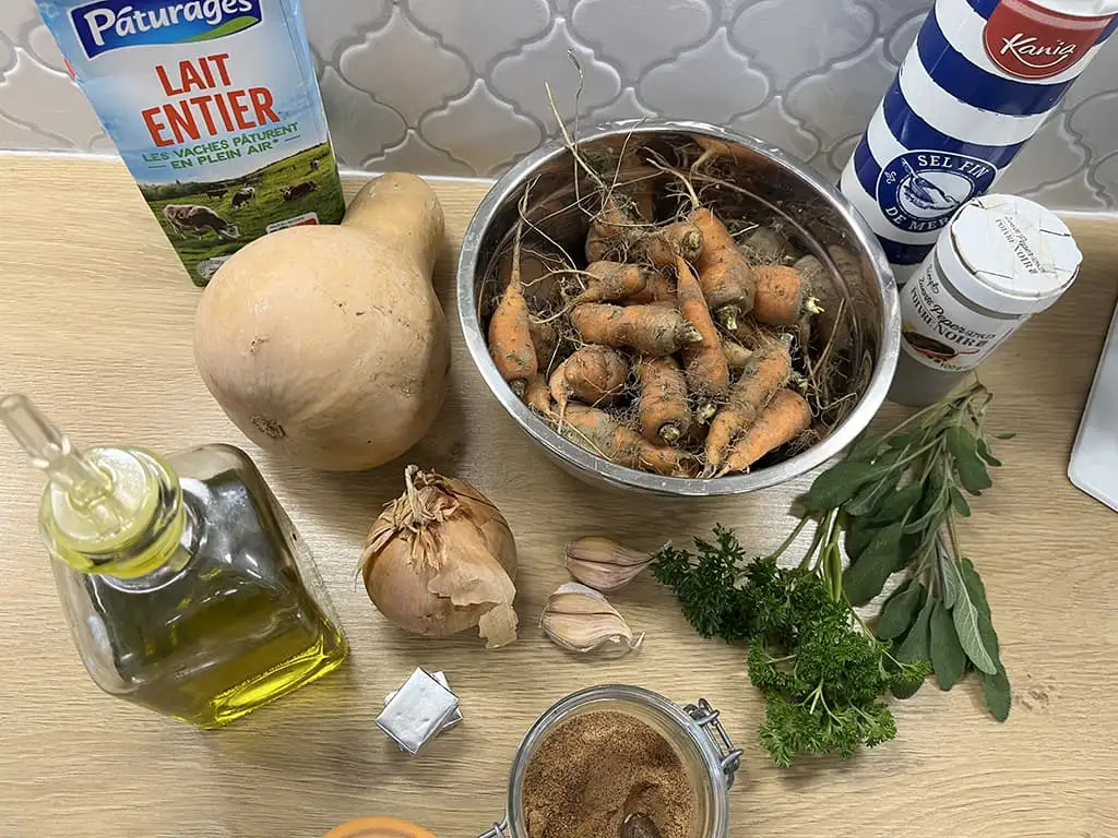 Pompoen wortelsoep ingrediënten