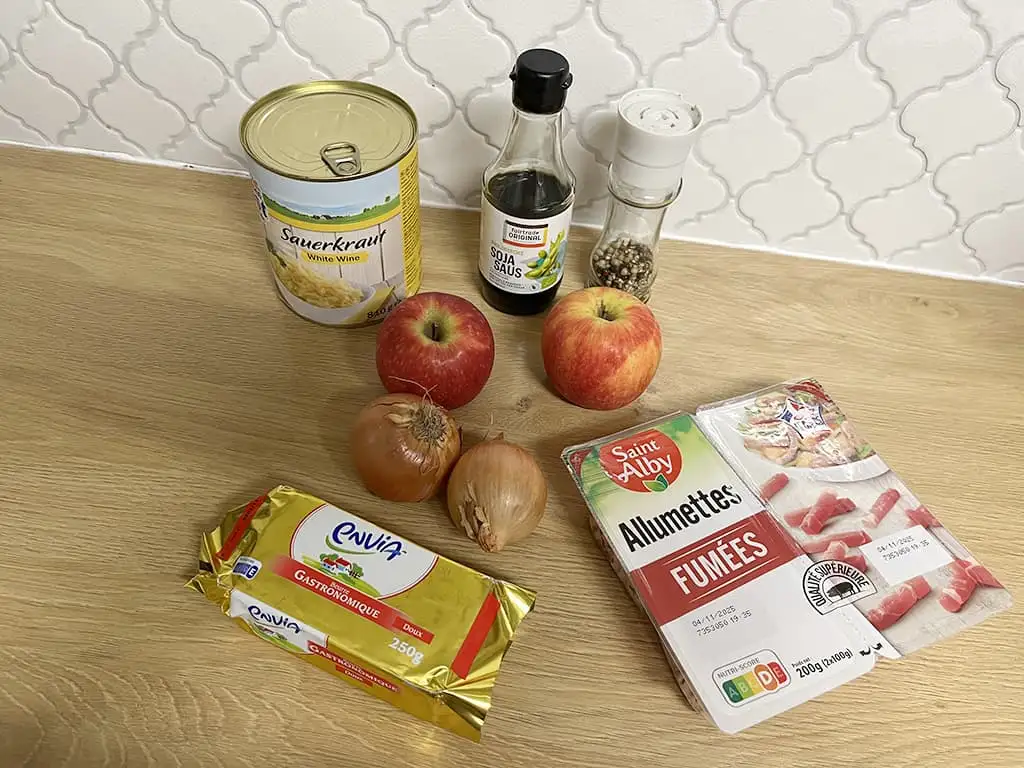 Gebakken zuurkool met spekjes ingrediënten