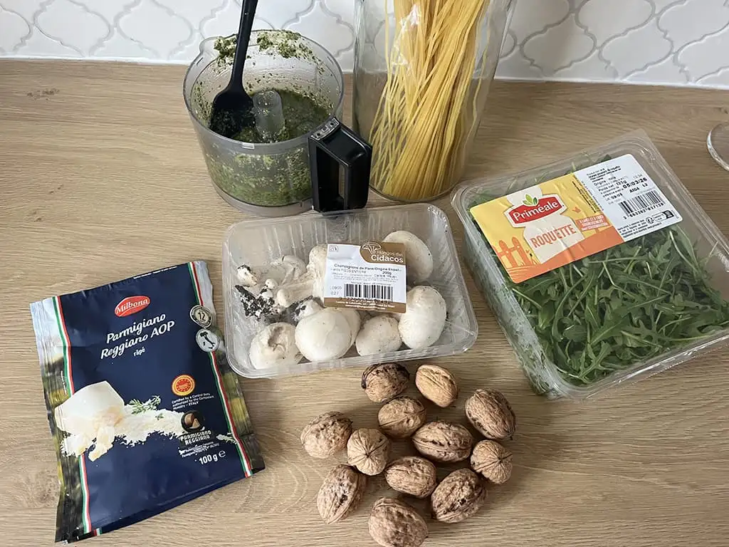 Pasta met walnotenpesto ingrediënten