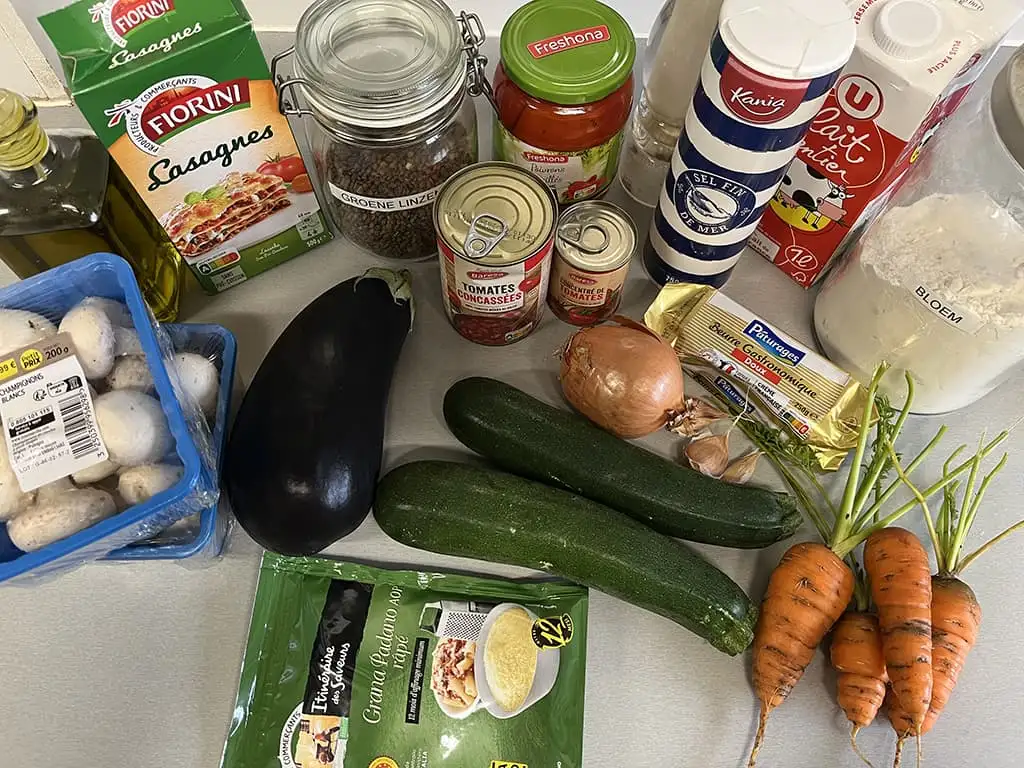 Groentelasagne met linzen ingrediënten