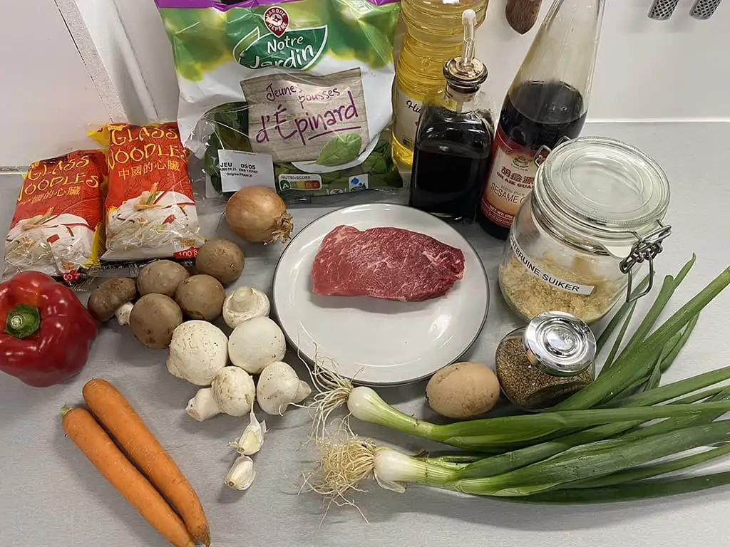Japchae ingrediënten