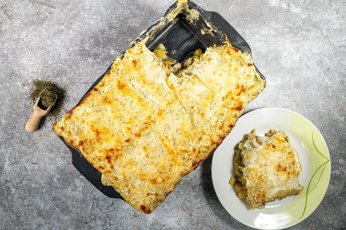 Lasagne met venkel en prei - een romige vegetarische lasagne