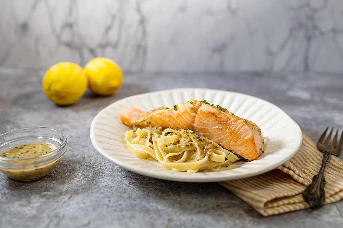 Zalm met citroensaus - lekker met pasta