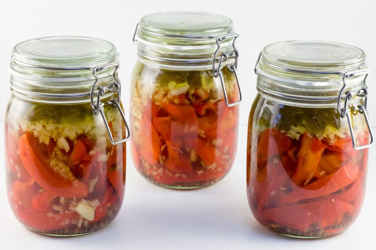 Ingeweckte geroosterde paprika's