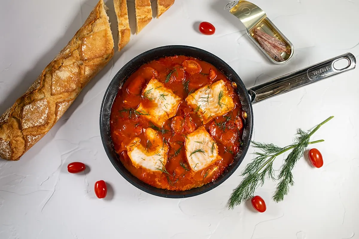 Kabeljauw in tomatensaus - lekker met ansjovis en dille