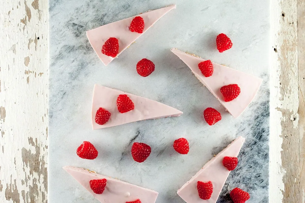 No bake cheesecake met frambozen