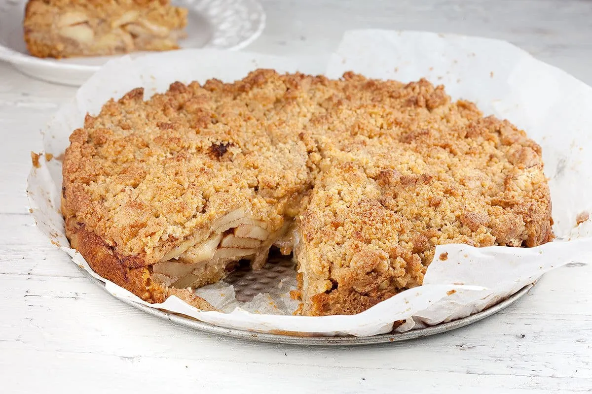 Appelkruimeltaart (lactose en geraffineerde suiker vrij)