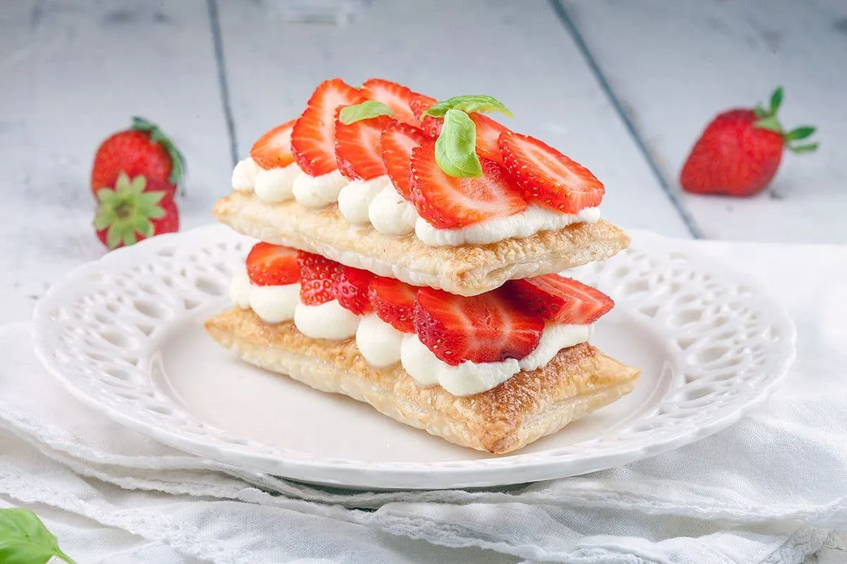 Aardbeien millefeuille