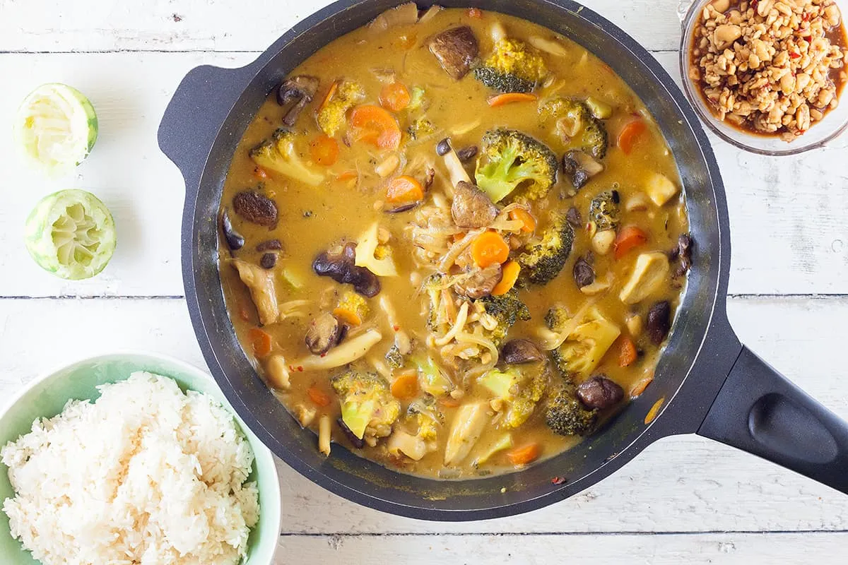 Paddenstoelen curry met rijst
