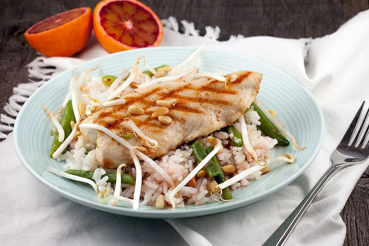 Gegrilde kalkoenfilet met bloedsinaasappel dressing