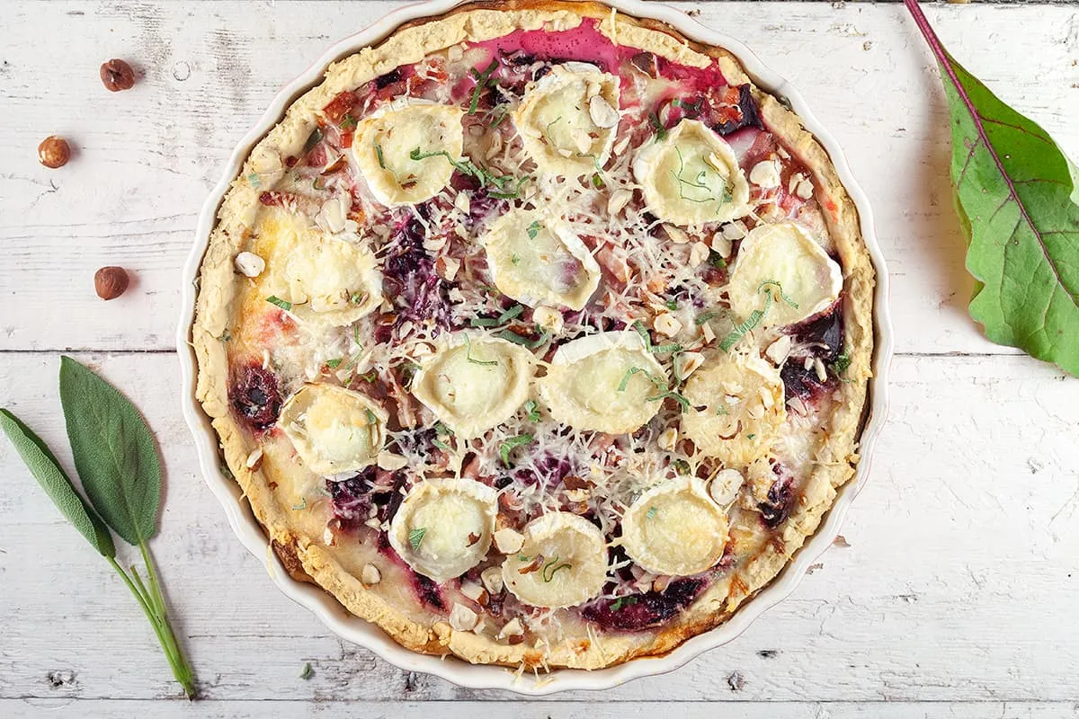 Quiche met rode biet en geitenkaas