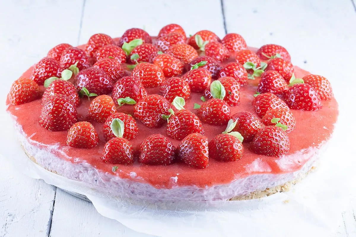 Aardbeien kwarktaart