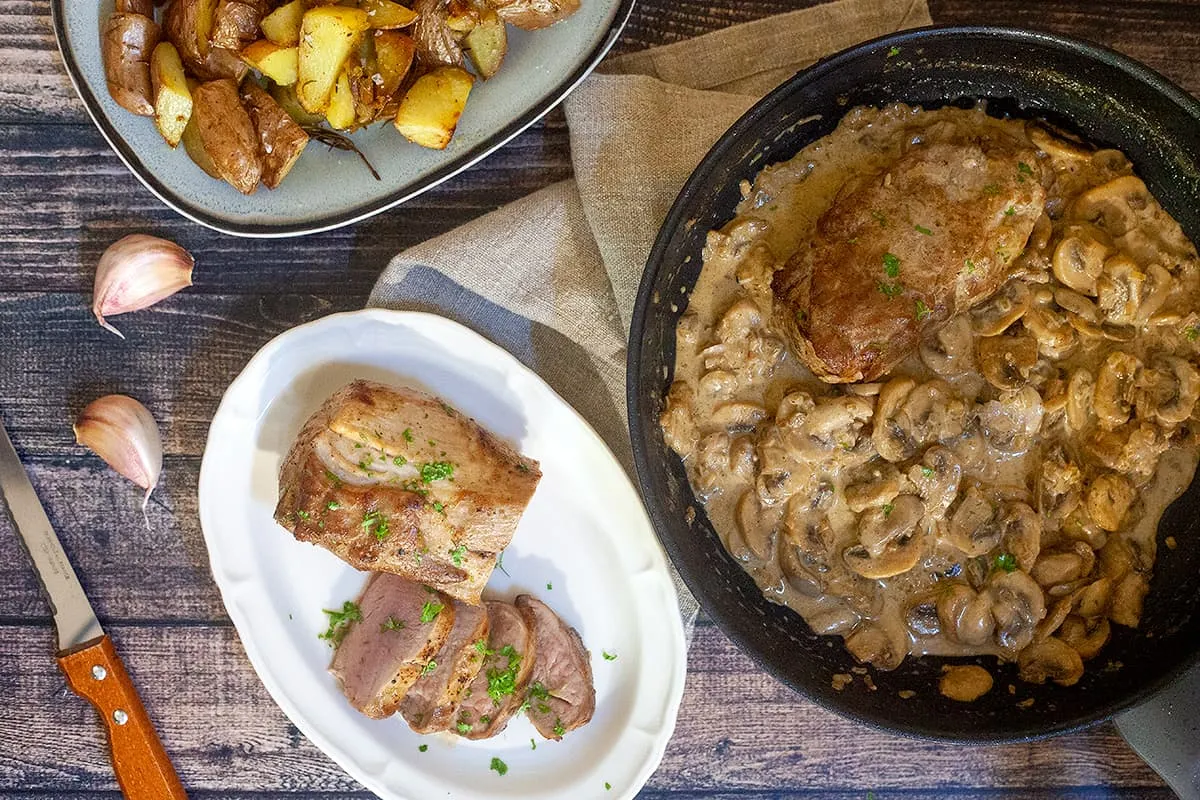 Varkenshaas champignon-roomsaus