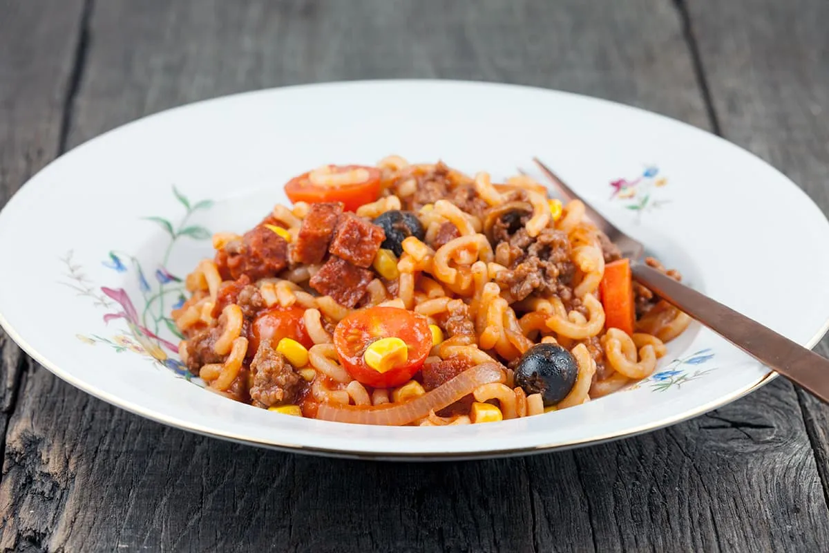 Macaroni met chorizo en tomaat - snelle maaltijd