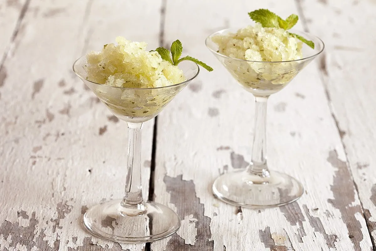 Suikervrije meloen granita met munt