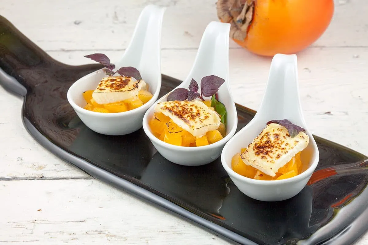 Kaki en geitenkaas amuse
