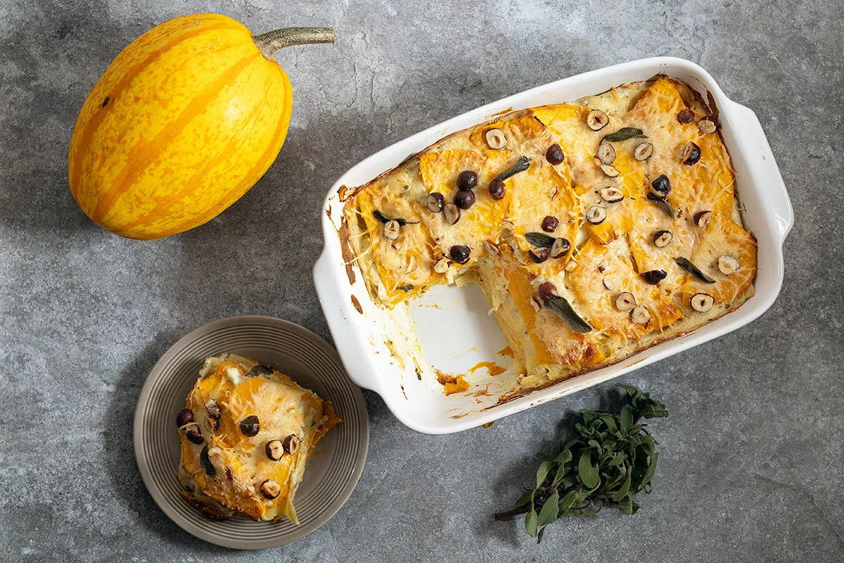 Vegetarische pompoenlasagne