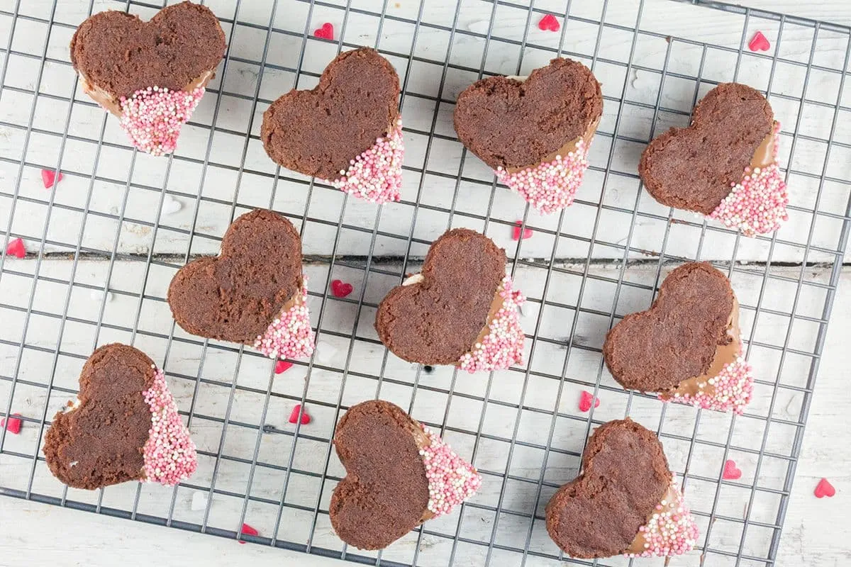 Valentijnskoekjes met chocolade
