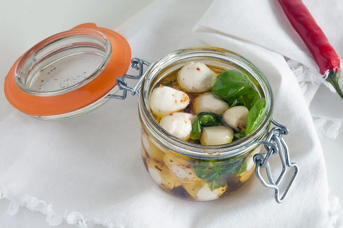 Gemarineerde mini mozzarella